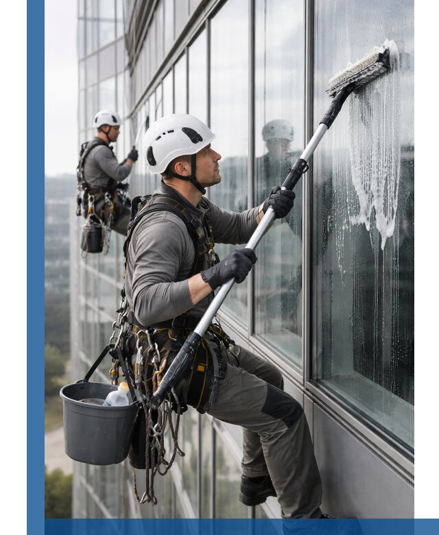 Высотная мойка сплошного остекления с выездом в Сыктывкаре