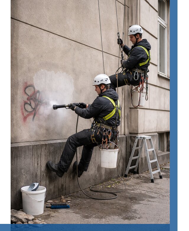 Удаление граффити с фасада в Сыктывкаре от 4640 р. | ВЫСОТНИК-Скт