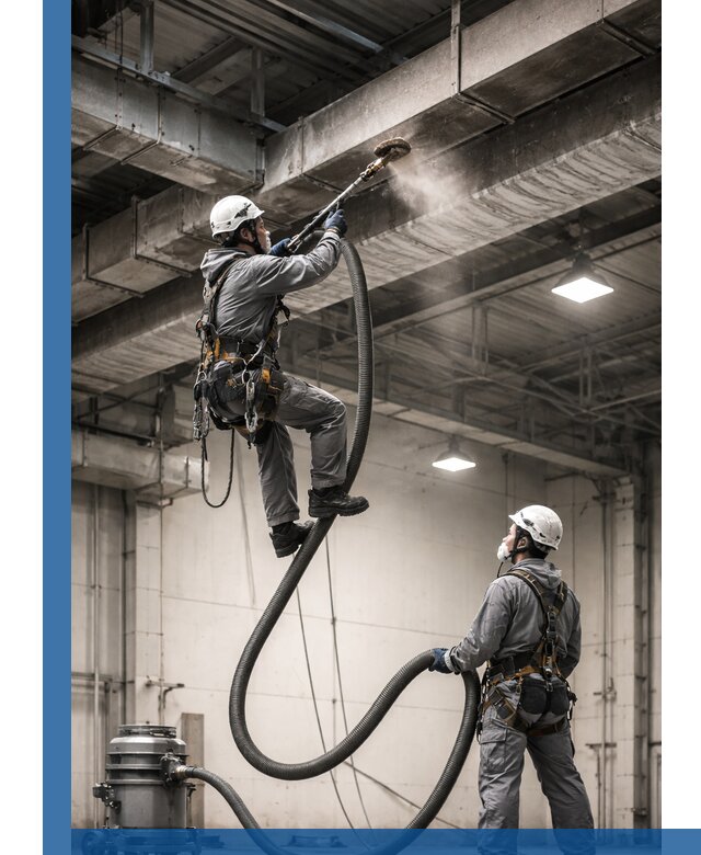 Обеспыливание потолочных конструкций в Сыктывкаре промышленным альпинизмом