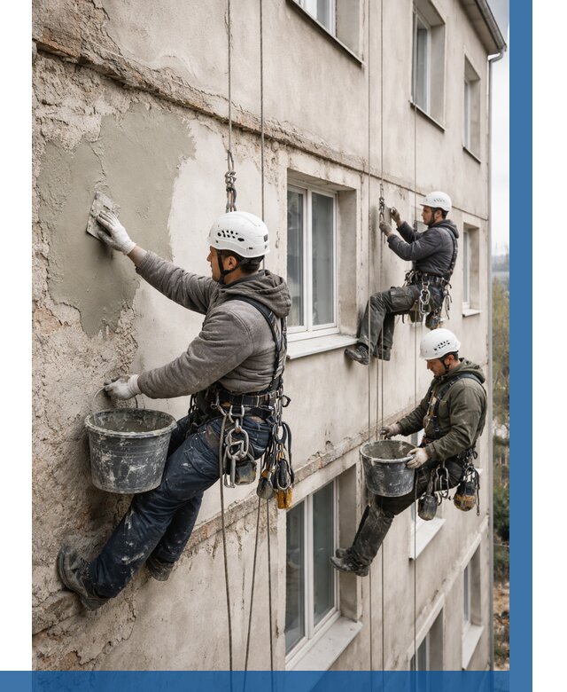 Ремонт штукатурного фасада в Сыктывкаре от 773 р. под ключ | ВЫСОТНИК-Скт