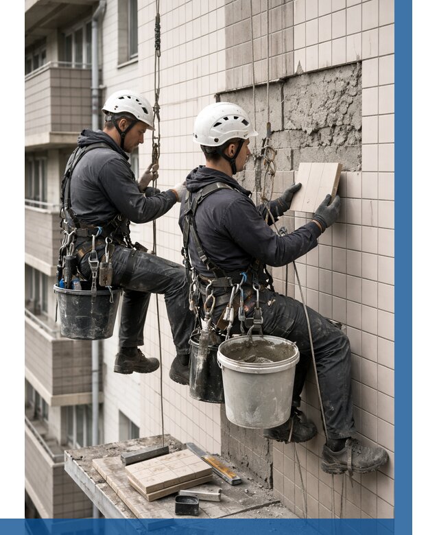 Ремонт облицовки фасада плиткой в Сыктывкаре от 1856 р. | ВЫСОТНИК-Скт