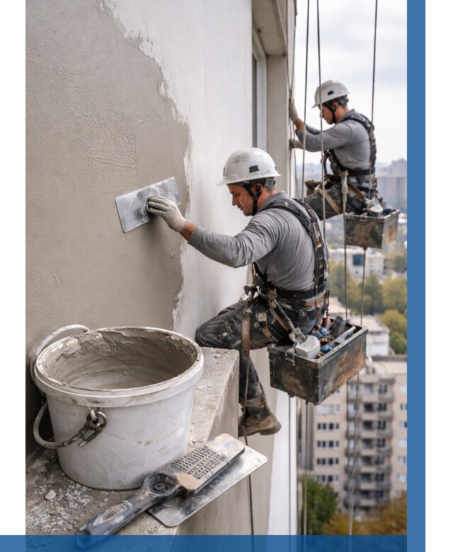 Шпаклевка фасада на высоте в Сыктывкаре от 722 р. | ВЫСОТНИК-Скт