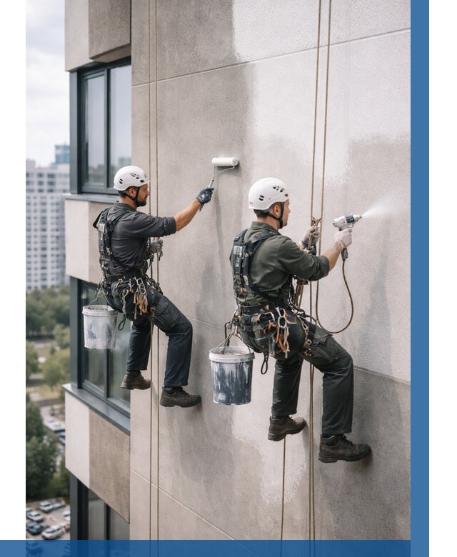 Покраска фасада альпинистами в Сыктывкаре от 309 р. | ВЫСОТНИК-Скт