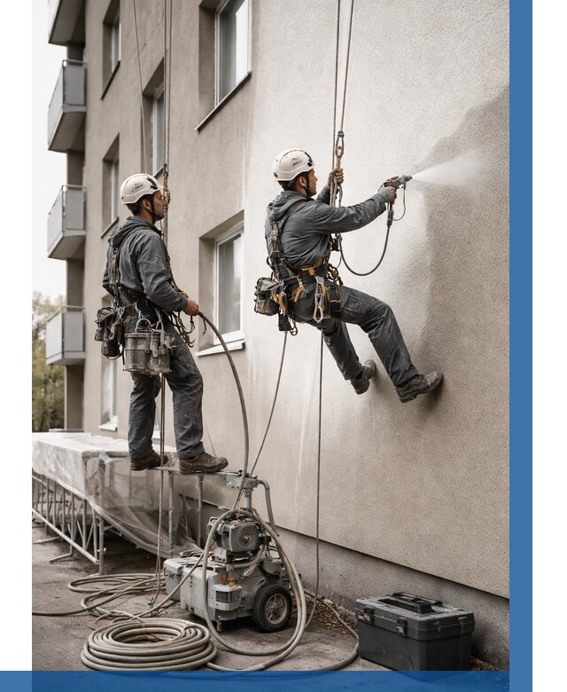 Безвоздушная покраска фасада в Сыктывкаре от 227 р/м² | ВЫСОТНИК-Скт