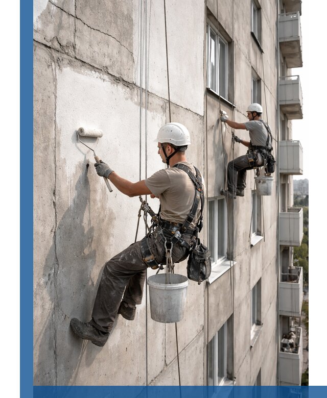 Покраска бетонного фасада в Сыктывкаре для жилых и промышленных объектов