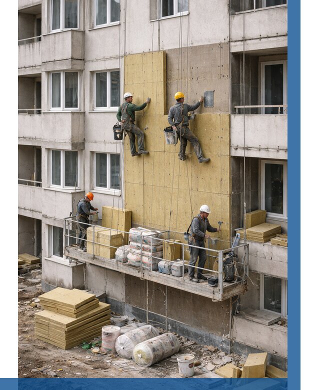 Утепление фасада минватой в Сыктывкаре от 1547 р. | ВЫСОТНИК-Скт