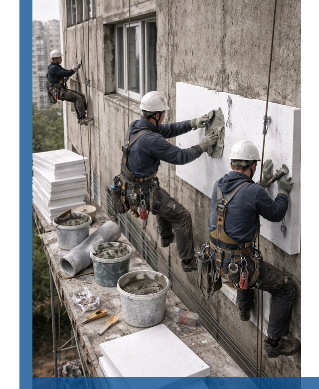 Утепление фасада пенополистиролом в Сыктывкаре под ключ