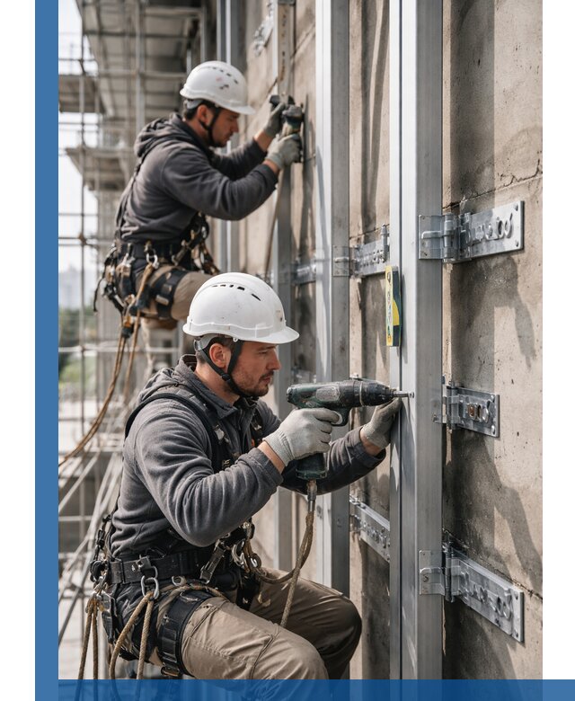 Монтаж и крепление подсистемы вентфасада в Сыктывкаре