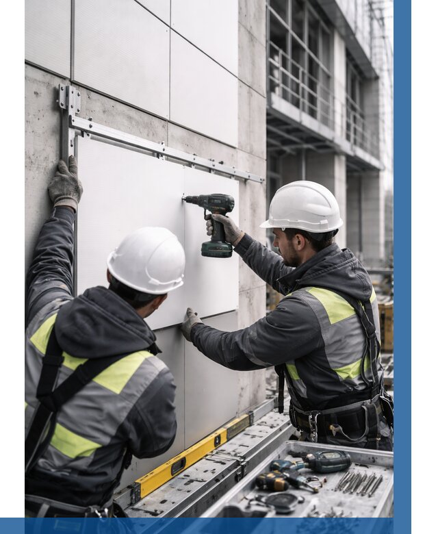 Монтаж композитных панелей фасада в Сыктывкаре от 2578 р. | ВЫСОТНИК-Скт