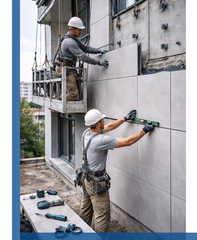 Монтаж керамогранита на фасад в Сыктывкаре под ключ с гарантией качества