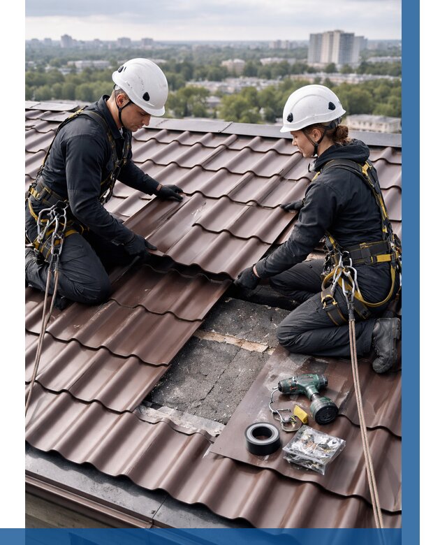 Ремонт металлочерепицы на крыше в Сыктывкаре от 928 р. | ВЫСОТНИК-Скт