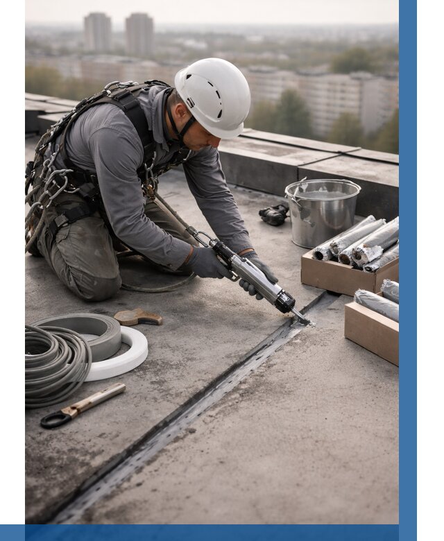 Герметизация швов кровли в Сыктывкаре от 464 р./м2 | ВЫСОТНИК-Скт