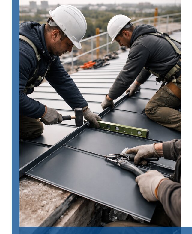 Монтаж фальцевой кровли в Сыктывкаре для промышленных зданий