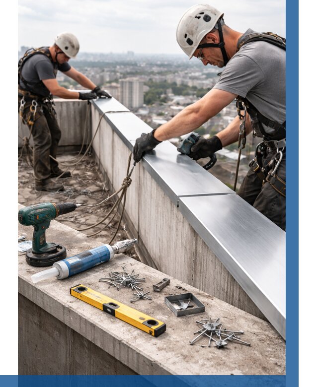 Монтаж парапетных крышек в Сыктывкаре от 825 р. | ВЫСОТНИК-Скт