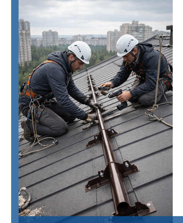 Монтаж снегозадержателей на кровле зданий в Сыктывкаре под ключ