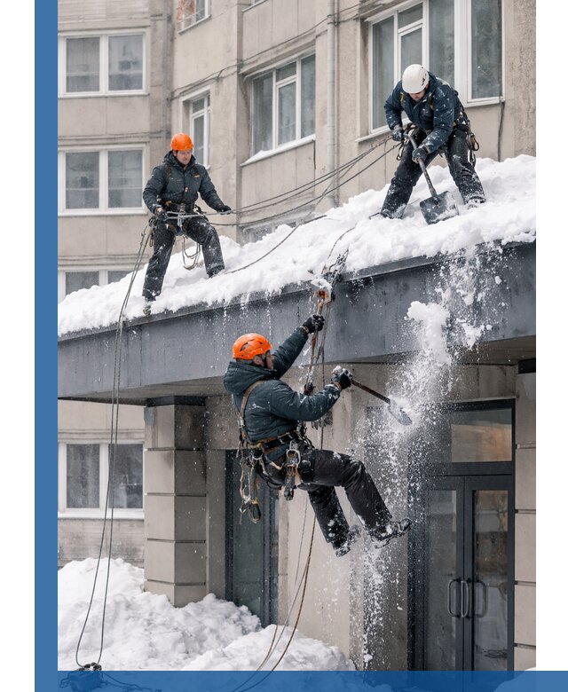 Безопасная очистка навесов от снега в Сыктывкаре круглогодично