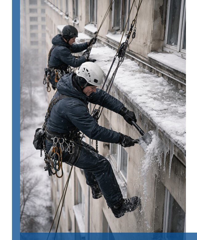 Удаление наледи и сосулек с карнизов в Сыктывкаре профессионально