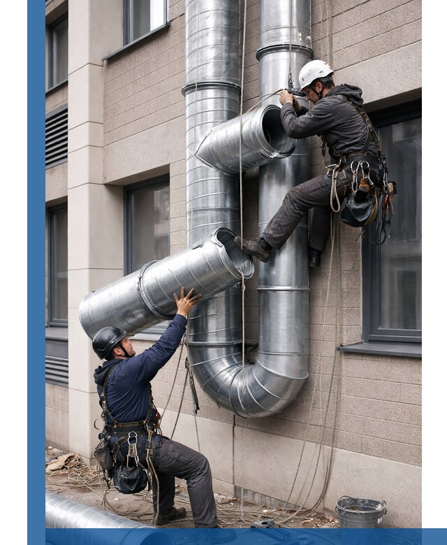 Монтаж фасадных воздуховодов в Сыктывкаре с герметизацией и крепежом