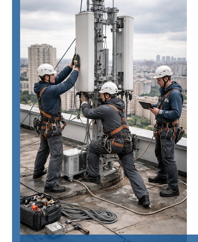 Монтаж антенн связи на крыше в Сыктывкаре с вводом в эксплуатацию