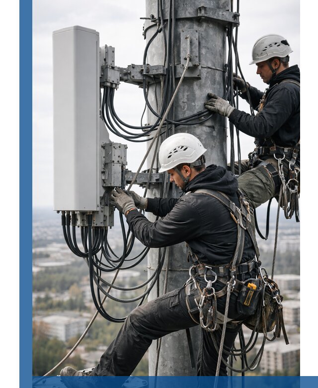 Монтаж оборудования связи на мачте в Сыктывкаре с пусконаладкой