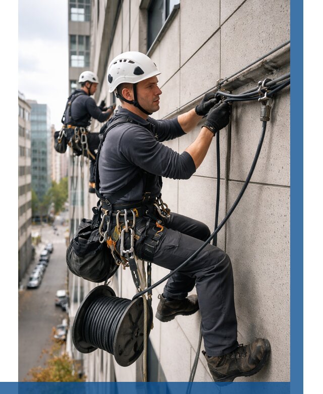 Прокладка кабеля по фасаду в Сыктывкаре от 361 р. | ВЫСОТНИК-Скт