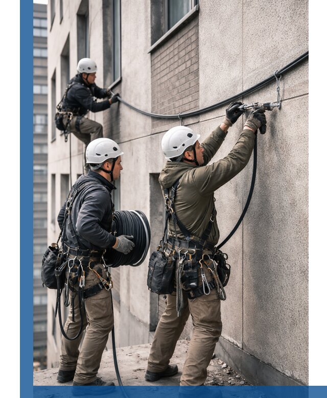 Прокладка кабеля по фасаду в Сыктывкаре, профессиональный монтаж