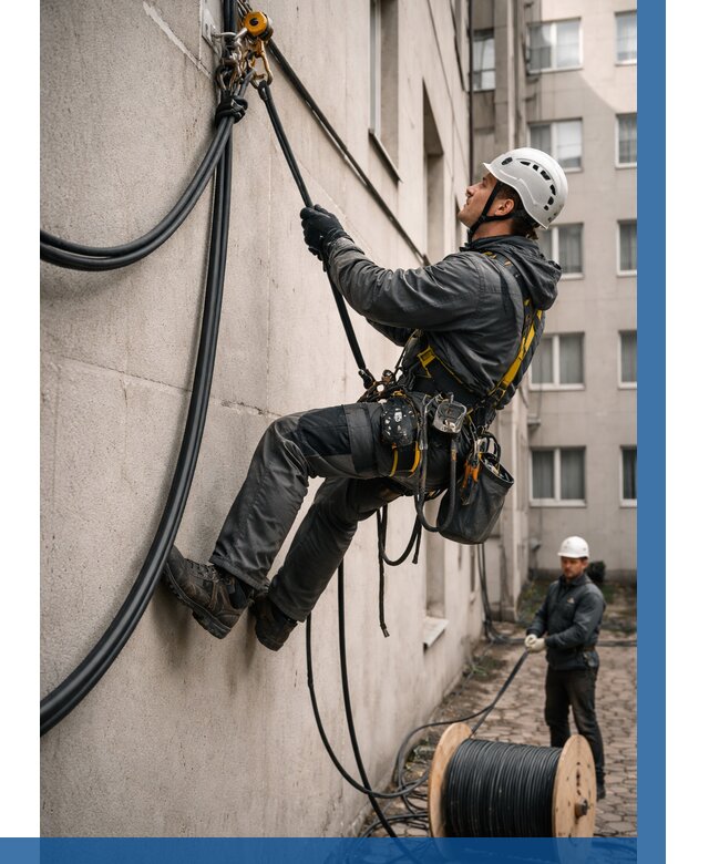 Протяжка кабеля питания на высоте в Сыктывкаре от 464 р. | ВЫСОТНИК-Скт