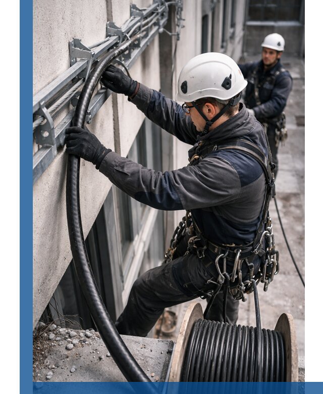 Протяжка кабеля питания на высоте в Сыктывкаре с гарантией безопасности и качества