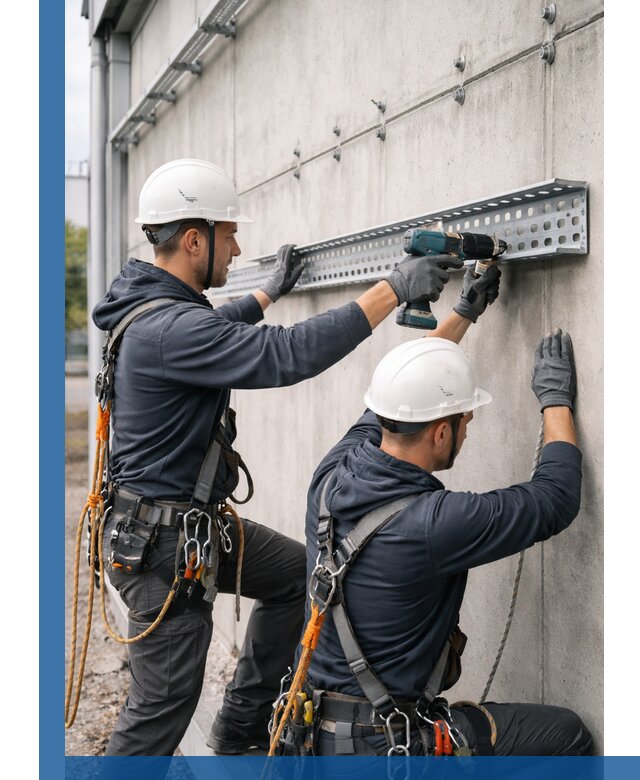 Монтаж кабельных лотков на фасаде зданий в Сыктывкаре с гарантией