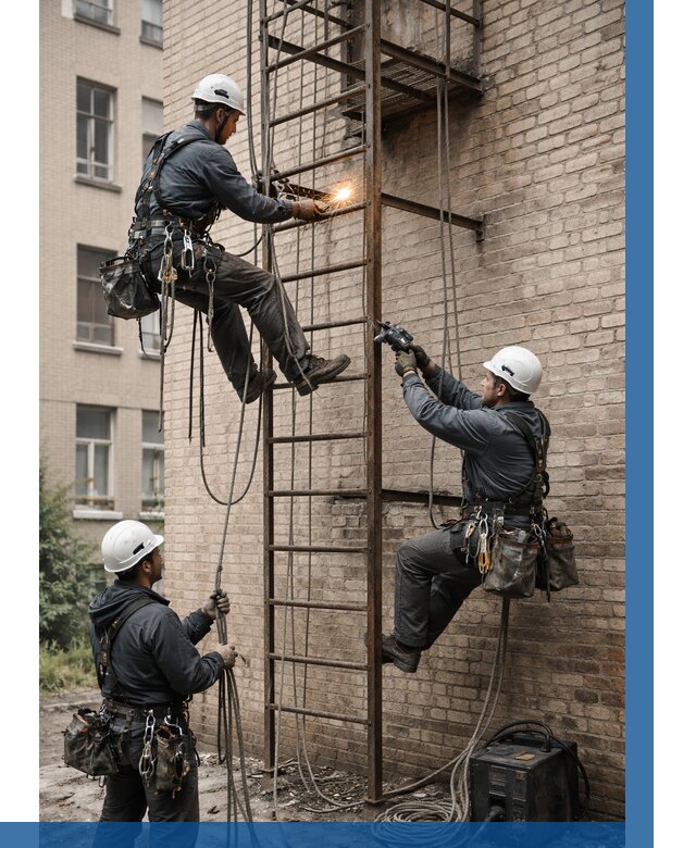 Ремонт пожарной лестницы в Сыктывкаре от 7733 р. | ВЫСОТНИК-Скт