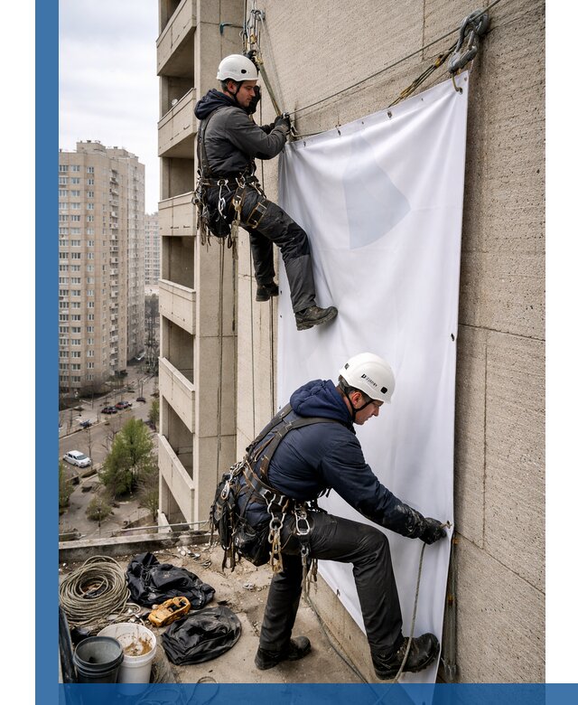 Профессиональный монтаж баннеров на фасаде в Сыктывкаре