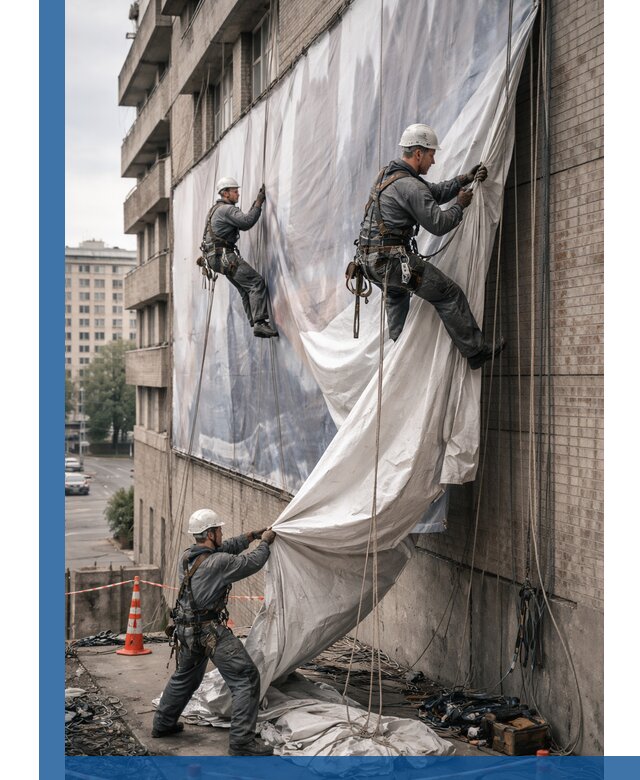 Демонтаж баннеров с фасада в Сыктывкаре оперативно и безопасно