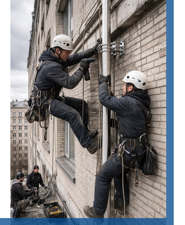 Монтаж флагштока на здании в Сыктывкаре от 6702 р. | ВЫСОТНИК-Скт