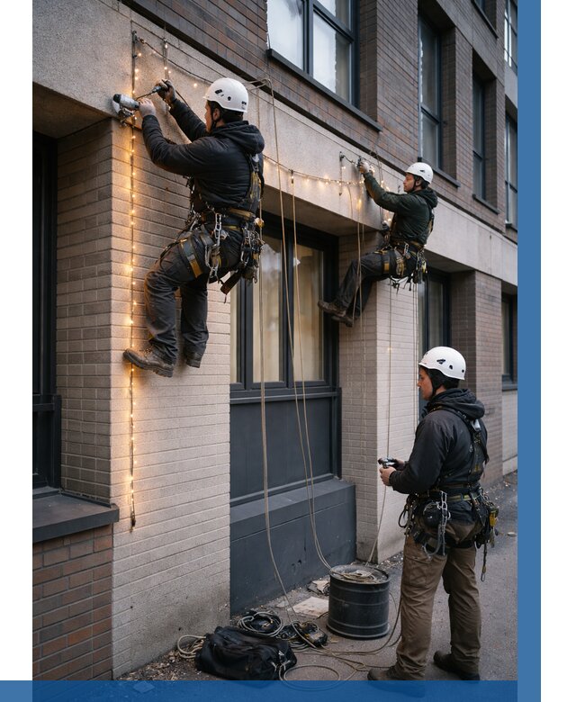 Монтаж гирлянд на фасаде в Сыктывкаре от 3609 р. | ВЫСОТНИК-Скт