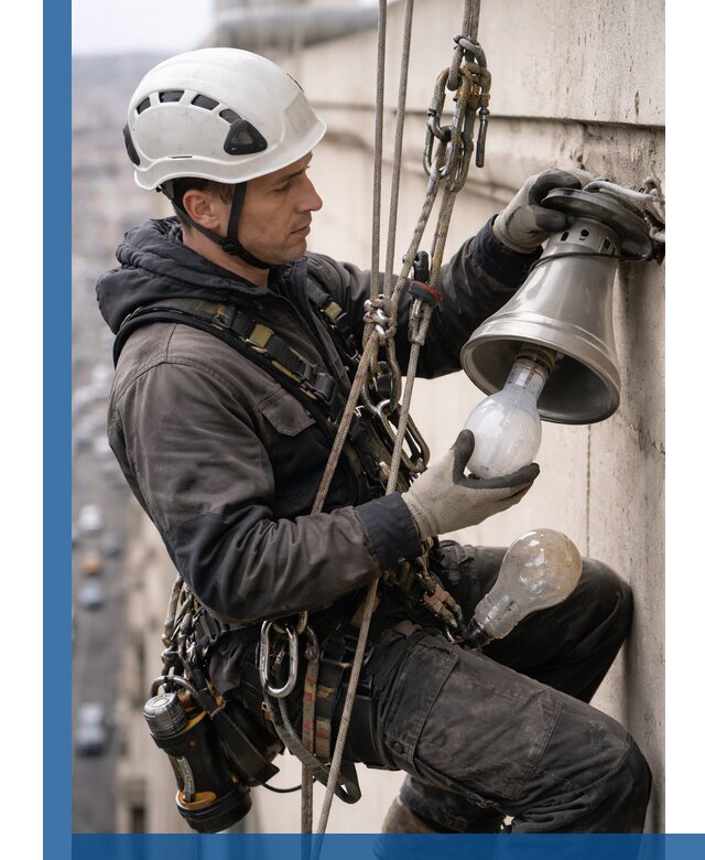 Замена ламп на высоте в Сыктывкаре профессионально и быстро