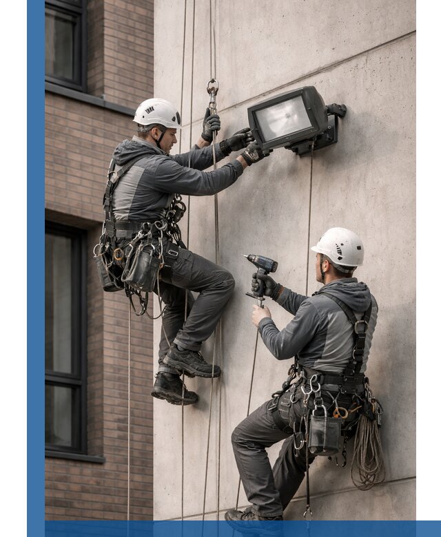 Профессиональный монтаж фасадных прожекторов в Сыктывкаре под ключ