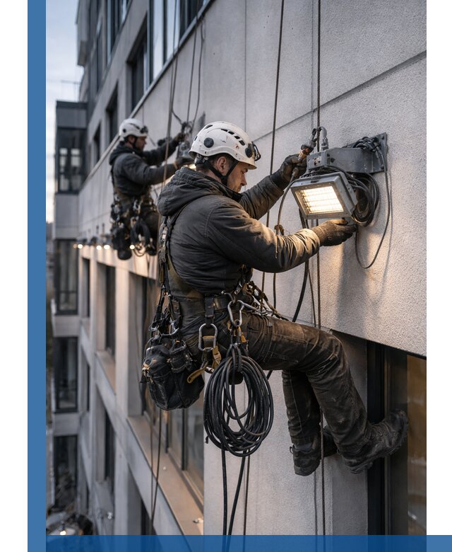 Монтаж фасадного освещения в Сыктывкаре установка и подключение