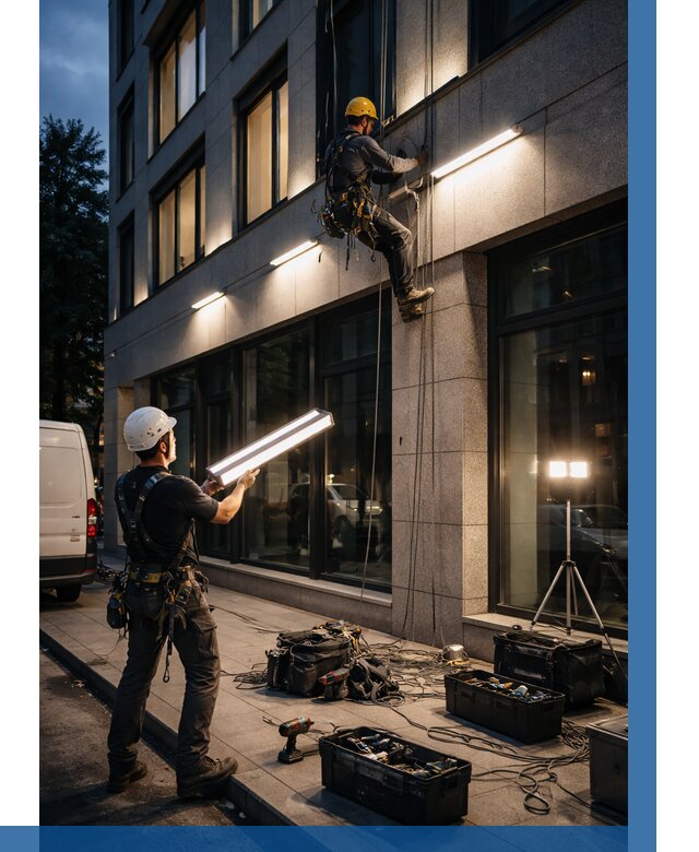 Монтаж архитектурной подсветки здания в Сыктывкаре от 2578 р.|ВЫСОТНИК-Скт