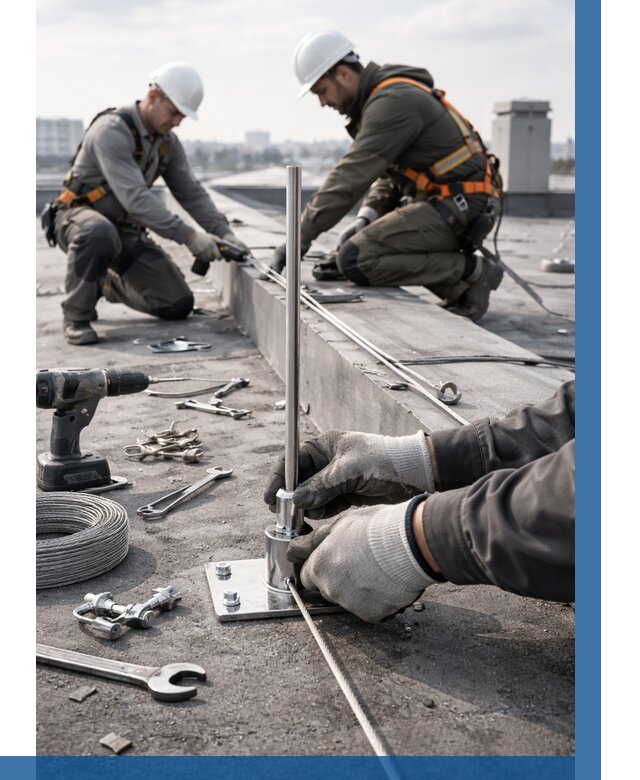 Монтаж молниезащиты на кровле в Сыктывкаре цена от 25778 р. | ВЫСОТНИК-Скт