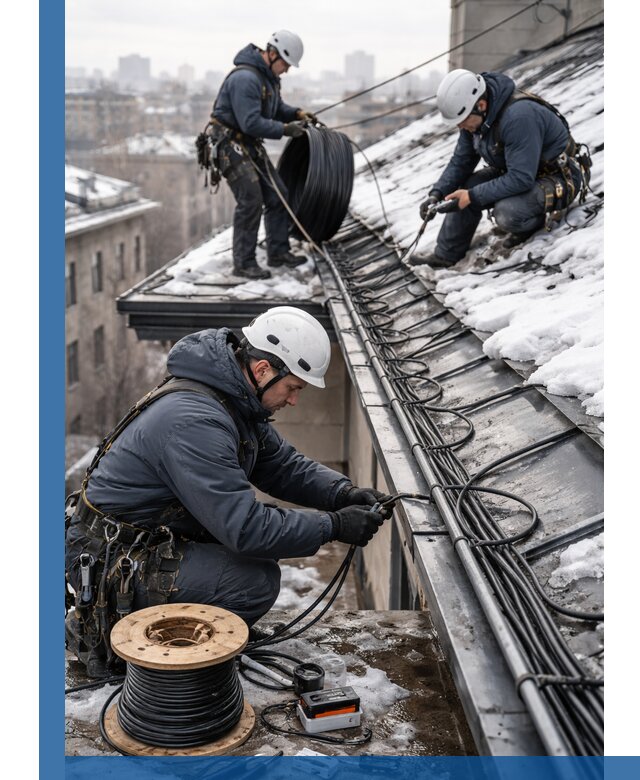 Монтаж греющего кабеля на кровле в Сыктывкаре под ключ