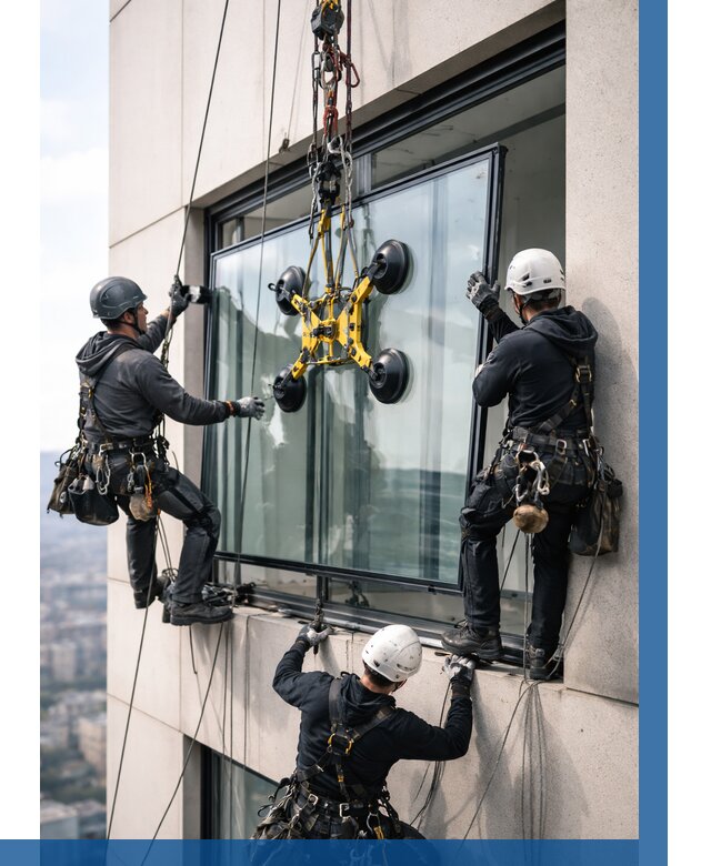 Монтаж стеклопакетов на высоте в Сыктывкаре от 3300 р. | ВЫСОТНИК-Скт