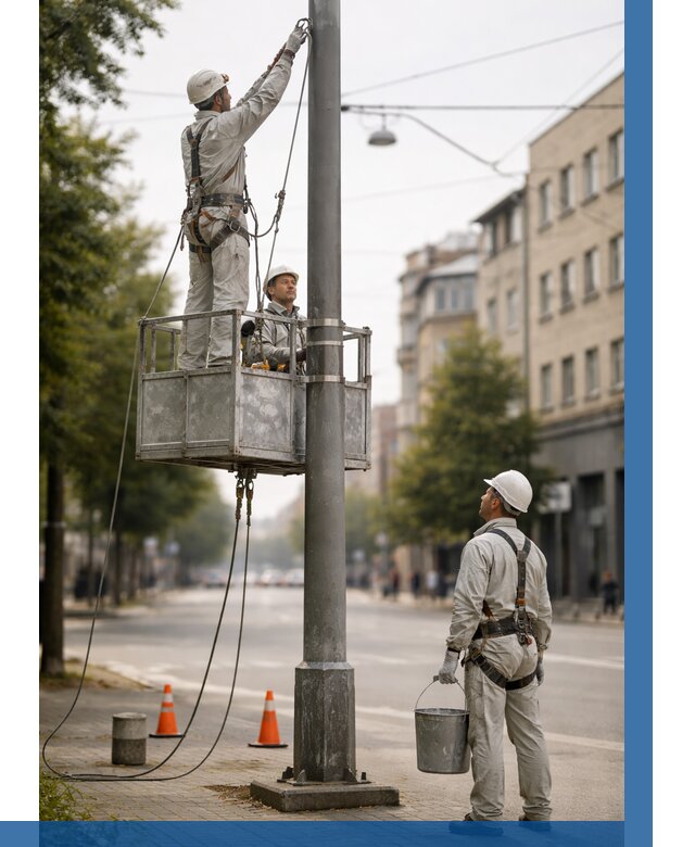 Покраска опор освещения в Сыктывкаре от 5156 р. | ВЫСОТНИК-Скт