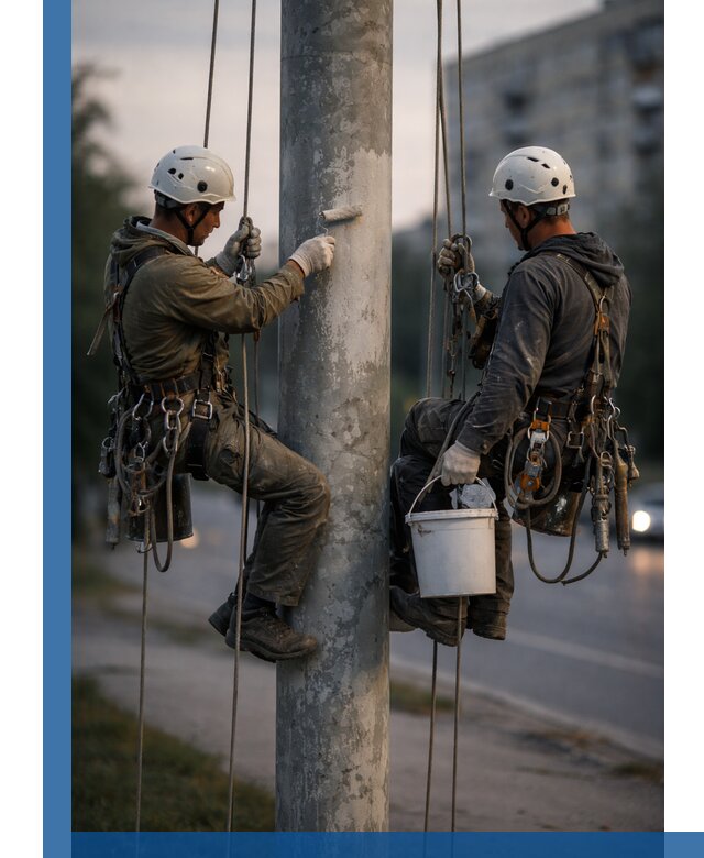 Покраска опор освещения и антикоррозийная защита в Сыктывкаре