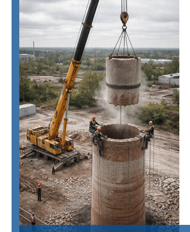 Демонтаж дымовой трубы в Сыктывкаре с гарантиями безопасности