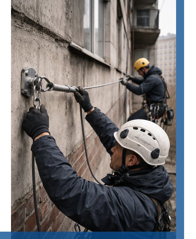 Монтаж анкерных линий в Сыктывкаре от 3093 р. | ВЫСОТНИК-Скт