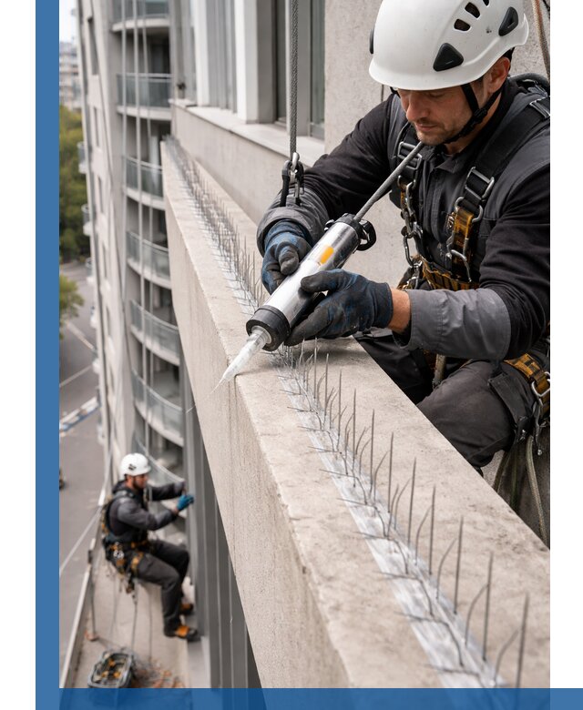 Установка шипов от птиц на фасадах и кровлях в Сыктывкаре